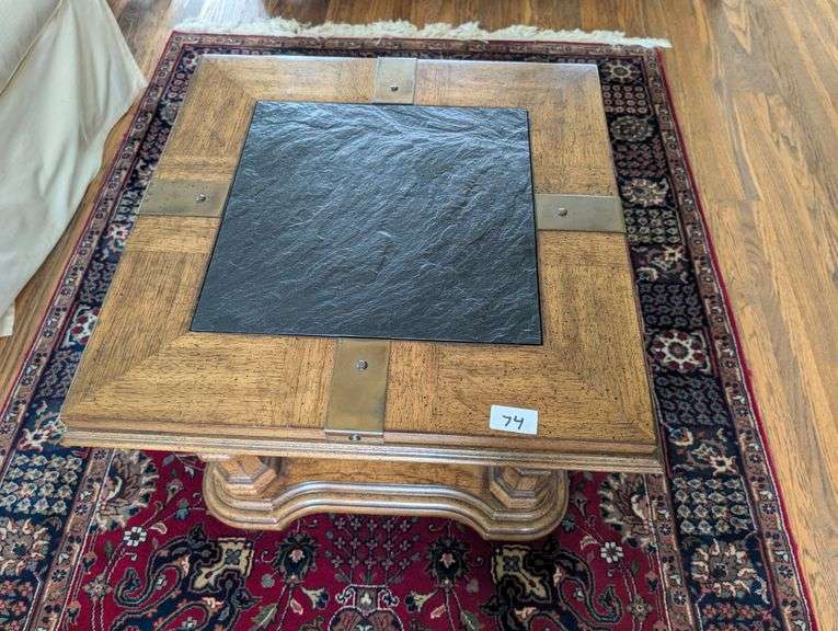 Small vintage side table, matching table sold on lot 376, 22"x22"x17"tall(located in sunroom)