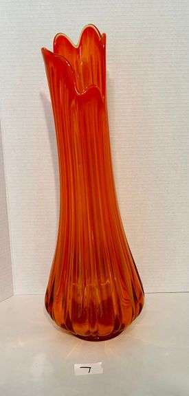 Large Slag Glass Orange Vase (Located Near Dining Room)