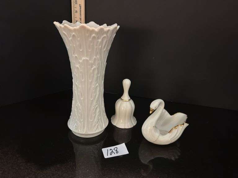 Lenox vase, bell and swan (located in dining room)