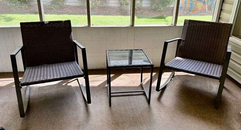 3pc Patio Rockers with Side Table (Located Back Patio)