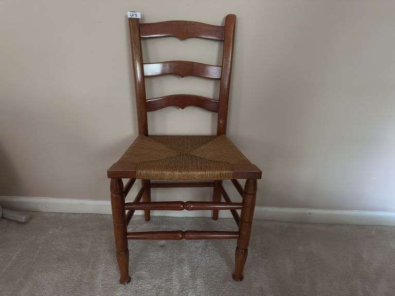French country ladder back chair, 35" tall(located upstairs)
