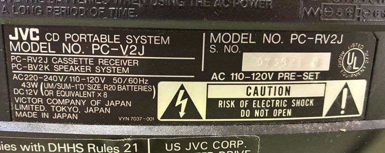 JVC CD Portable System (Power Cord Included) (Located Basement Water Heater Room)