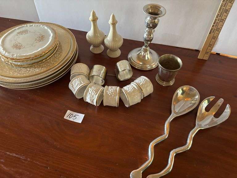 26 pc Misc Dishware and Napkin rings (Located in ds back room)