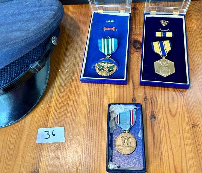 Air Force Dress Hat and Medals (Located in Kitchen)