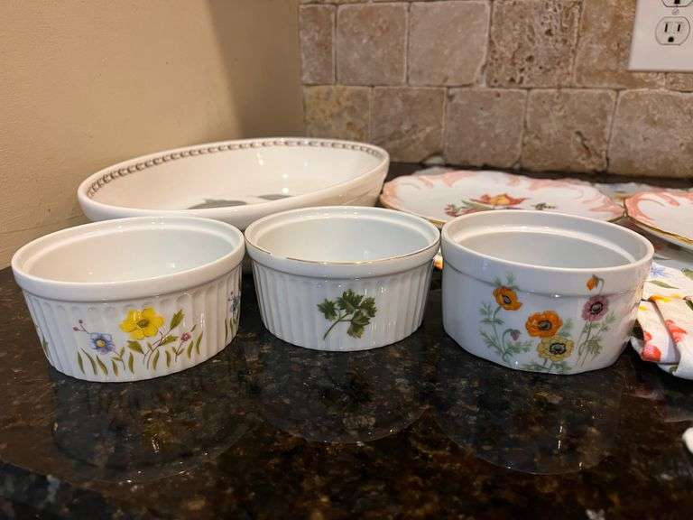 Floral and fruit dishes and placements (located in kitchen)