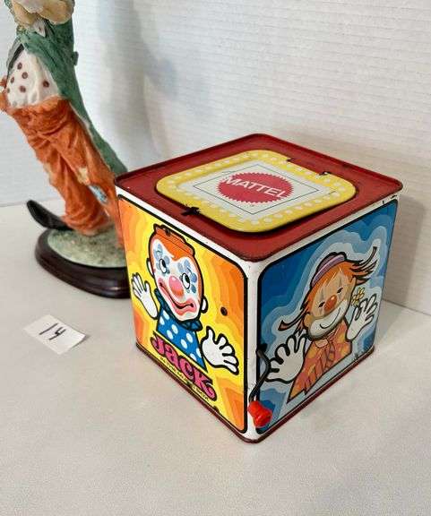 2pc Clown Figurine and Mattel Jack in the Music Box (Located in Upstairs Loft)