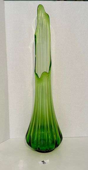 Large Green Slag Glass Vase 25” Tall  (Located in Dining Room)