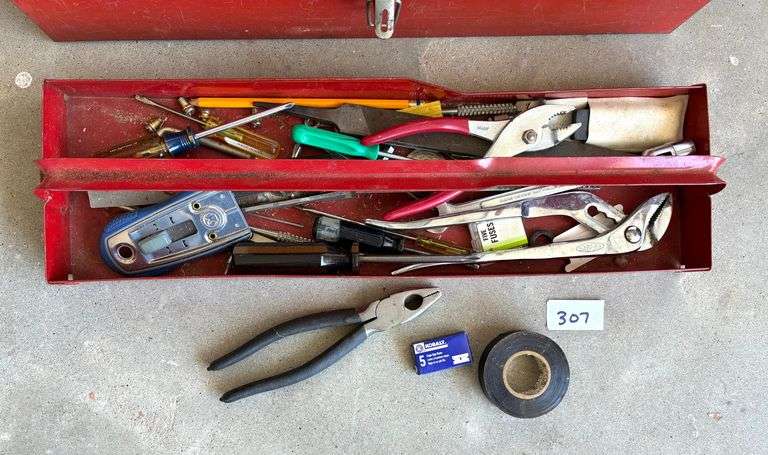 Metal Toolbox with Contents (Box Has Dents (Located Garage)