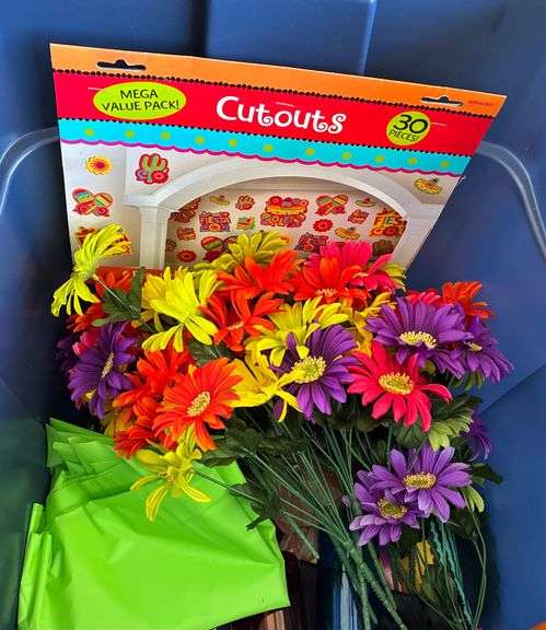 Bin with Lid of Party Decor and More (Located Garage)