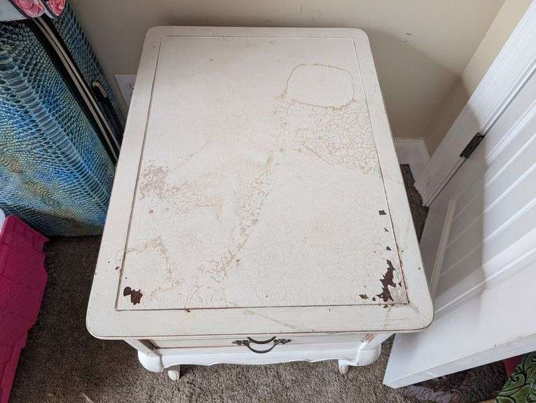 Vintage 1 drawer side table,20" x 28"x24"tall, some damage on top(located in DS front bedroom)