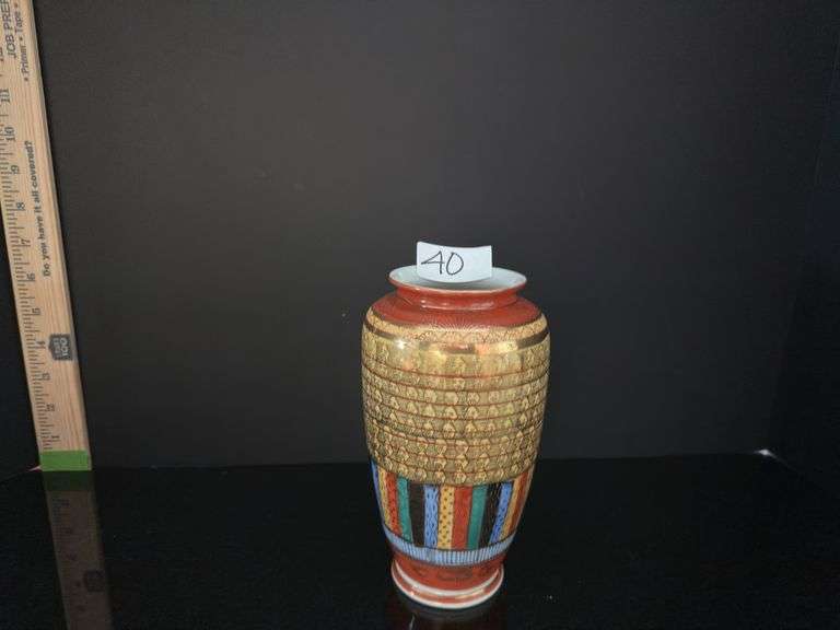 Japanese vase, pair tea cups & saucers, pair pastry plates (located in dining room)
