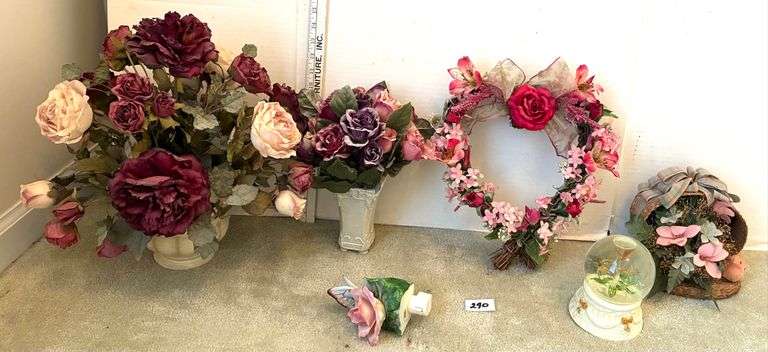 Artificial Flower Arrangements, Glitter Globe, Nightlight and More (Located Left Bedroom)