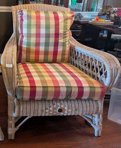 The Championship Wimbledon wicker chair, 36"x42"x39" tall(located in living room) matching lots 13,2
