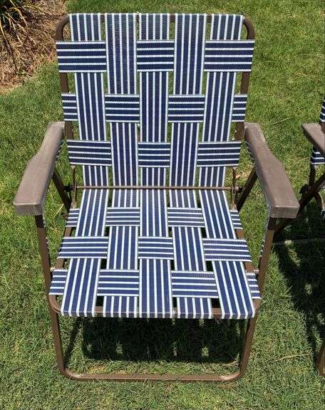 2 pc Collapsable Metal Frame, Plastic Arm, Outdoor Chairs (Located Garage)