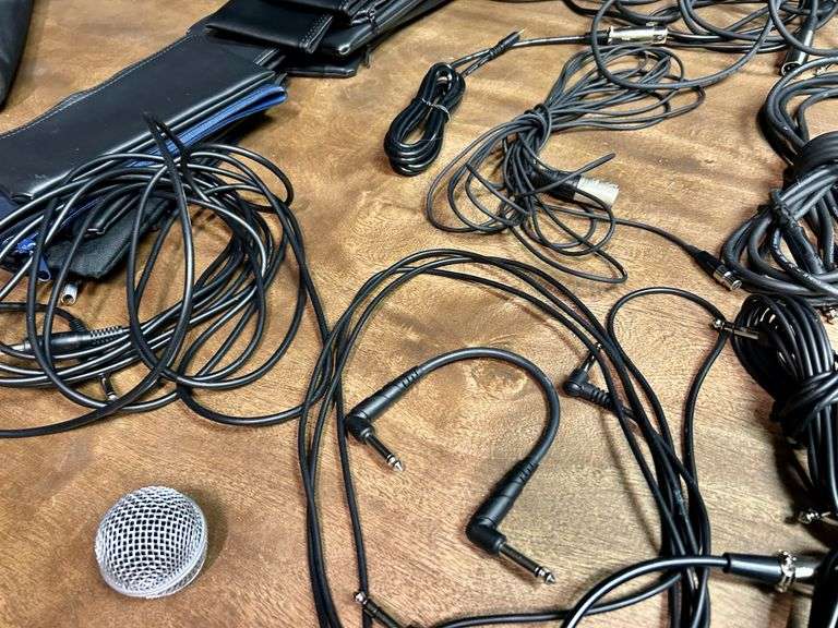 Lot of Audio Cords, Microphone Bags and More