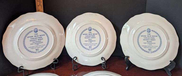 6 pc. The Spider Blueroom Collection decorative plates, stands not included(located in dining room)
