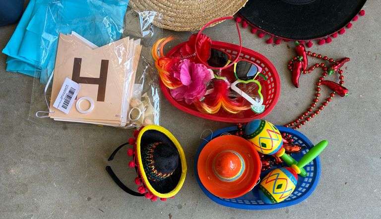 Bin with Lid of Party Decor and More (Located Garage)