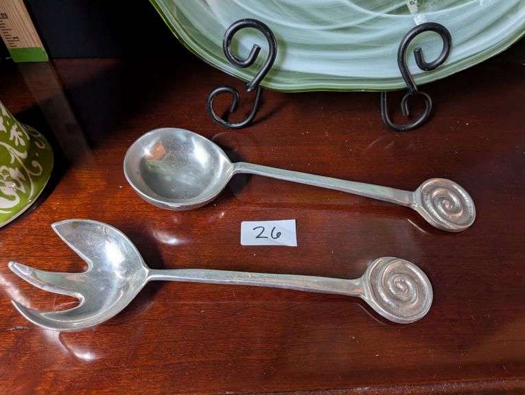 4 pc. Decorative vase, bowl, and serving utensils, stand not included (located in dining room)