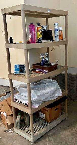 5 Shelf Plastic Shelving Unit 72 3/8”x34 3/4”(Contents Not Included) (Located in Garage)
