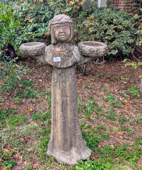 Bird bath girl statue, 22"x39" tall(located front of house)