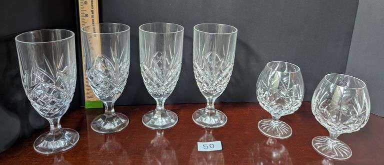 6 pc.Ice tea stemmed goblets, brandy glasses(located in dining room)