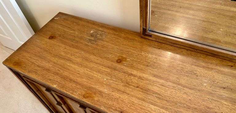 6 Drawer Dresser with Mirror 72 1/4”x60” (Located in Bedroom to the Left)