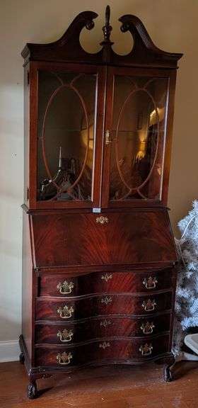 Lighted Secretary desk cabinet, 34.5"x16"x84"tall(located in living room)