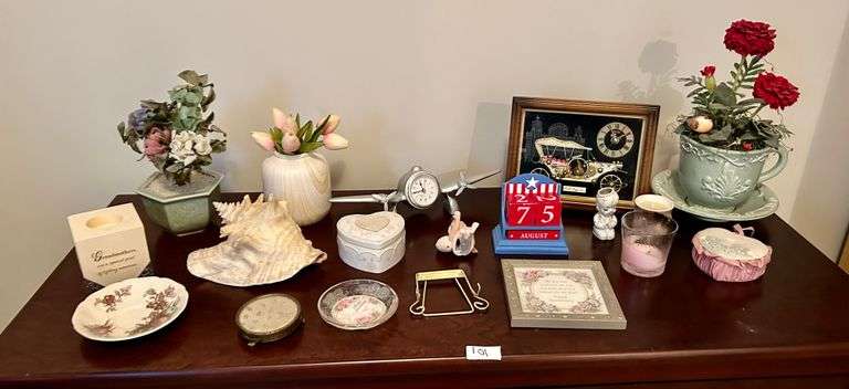 Lot of Artificial Flowers, Clock and More (Located in Bedroom to the Right)