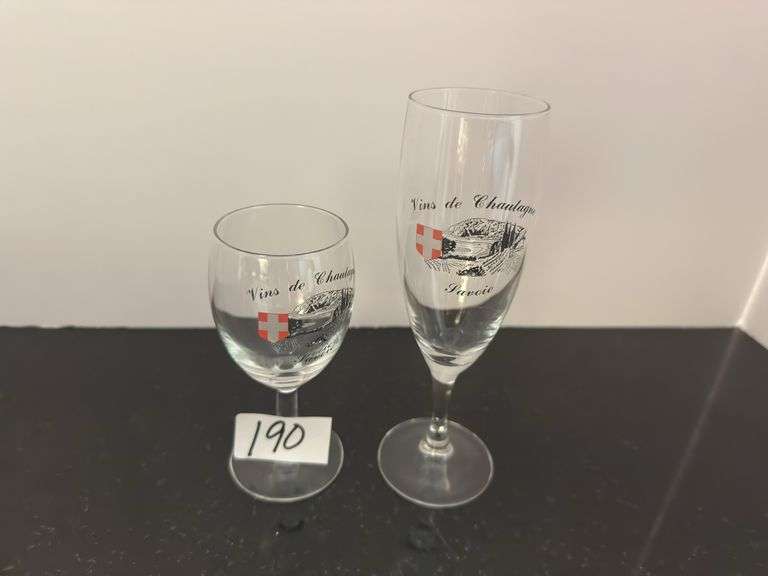 Wine, port and champagne glasses (located in kitchen)