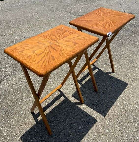2 pc TV Tray Stands 21 7/8”X 15”(Some Scratches and Dings) (Located Garage)