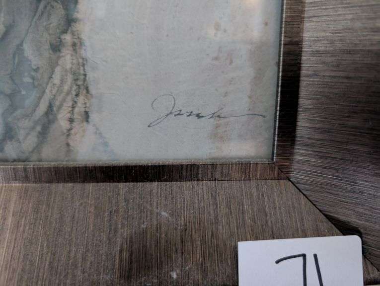 Framed, signed art, 26.5"x38"tall(located near front door)