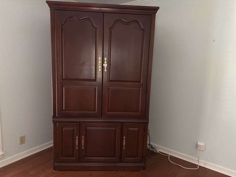 TV armoire, 48"x27.5"x82" tall (located in light blue bedroom)
