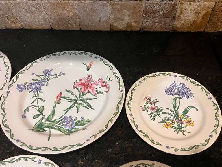 8pc Inter-national “Terrace Blossoms” dishes (stand not included) (located in kitchen)