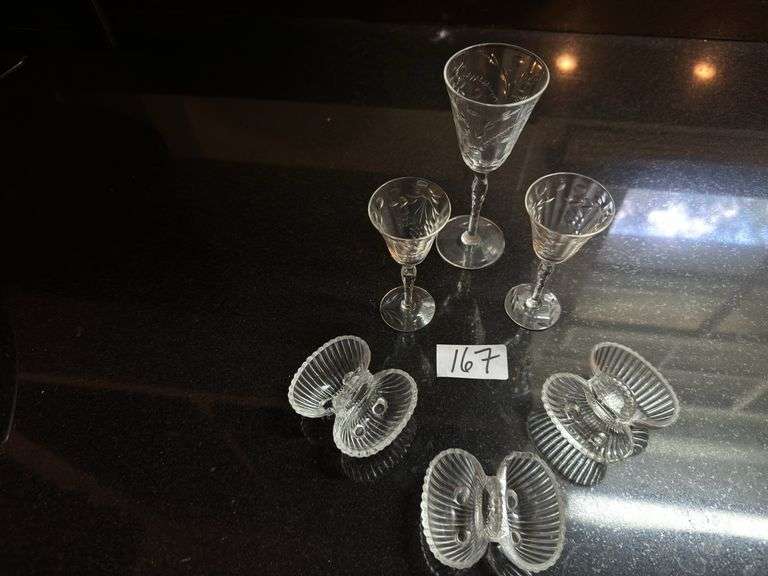 Cordial set and candy dishes (Located in kitchen)
