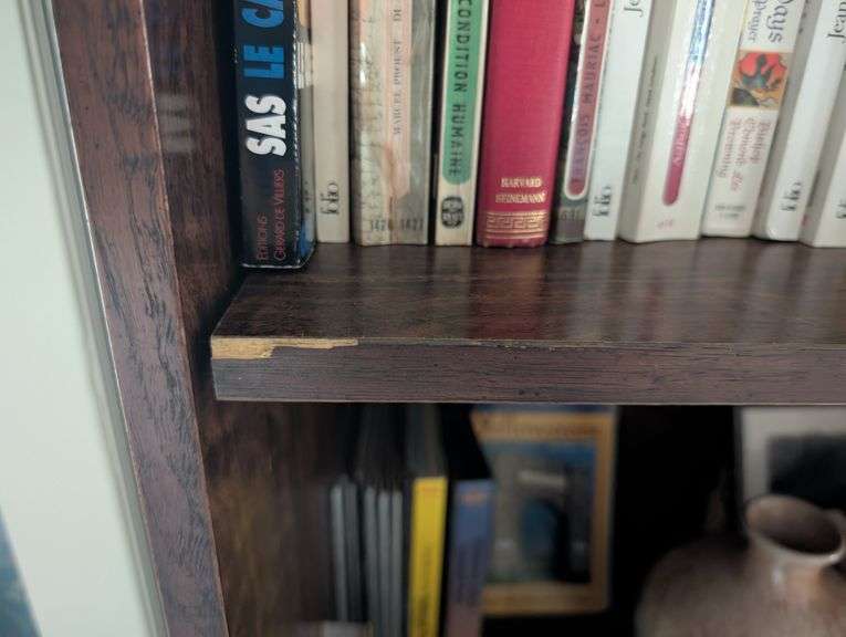 Bookshelf, 31"x16"x77.5"tall, some damage on shelf(located in master bedroom)
