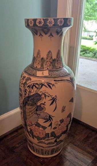 Ceramic, numbered floor vase, 25 3/4"tall(located at front door)