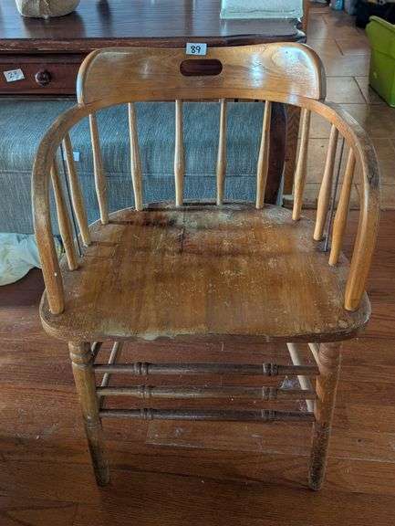 Vintage Captain's wood chair, 31" tall(located in living room)