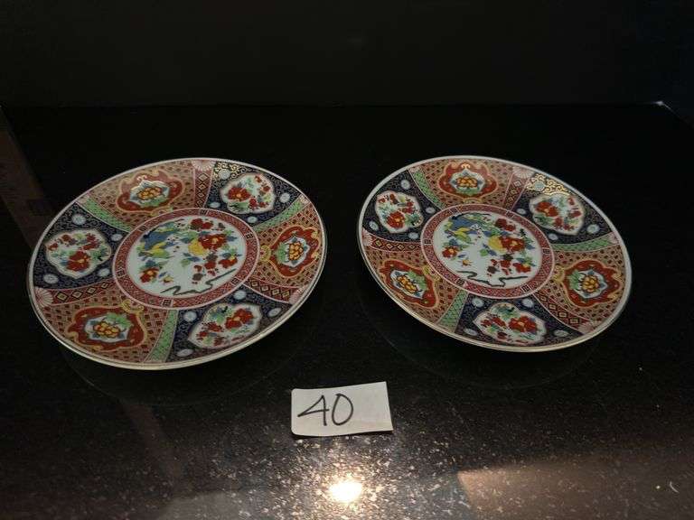 Japanese vase, pair tea cups & saucers, pair pastry plates (located in dining room)