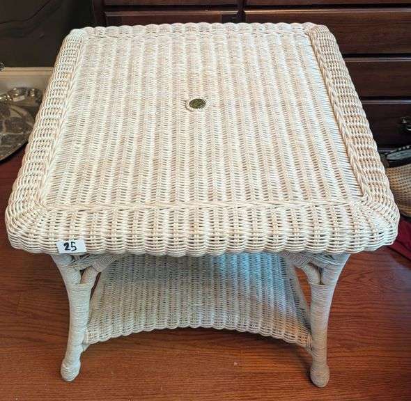 The Championship Wimbledon wicker table  26"x26"x24"tall(located in living room) matching lots 13,24