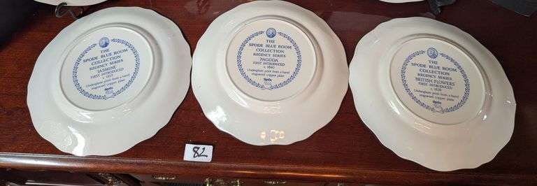 6 pc. The Spider Blueroom Collection decorative plates, stands not included(located in dining room)