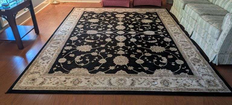 Bazaar Heirloom Black decorative rug, 7'x10' (located in living room)