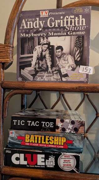 4 pc. Board games, including Andy Griffith Show game, Clue the Big Bang Theory and more(ds back bedr