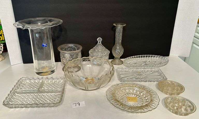 10pc Clear Glass Vases and More (Located in Master Bedroom)
