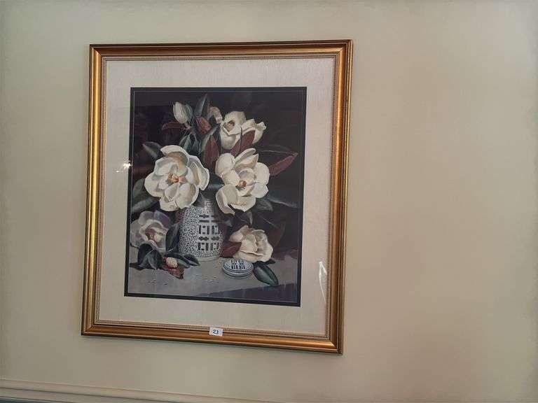 Magnolia Flowers. Barbara Shipman, 33"x37.5" tall (located in dining room)