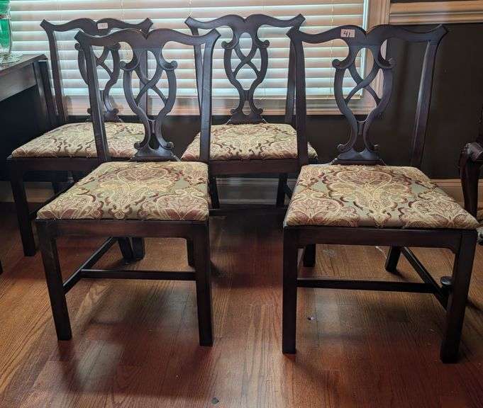 6 Dining room chairs, 1 armchair, seats not attached, 36"tall (located in dining room)