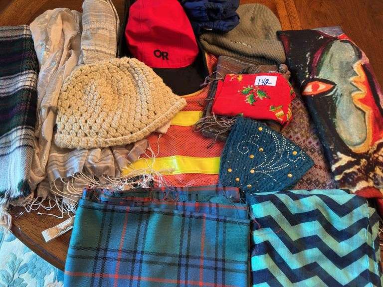 Scarves and hats  (located in dining room)