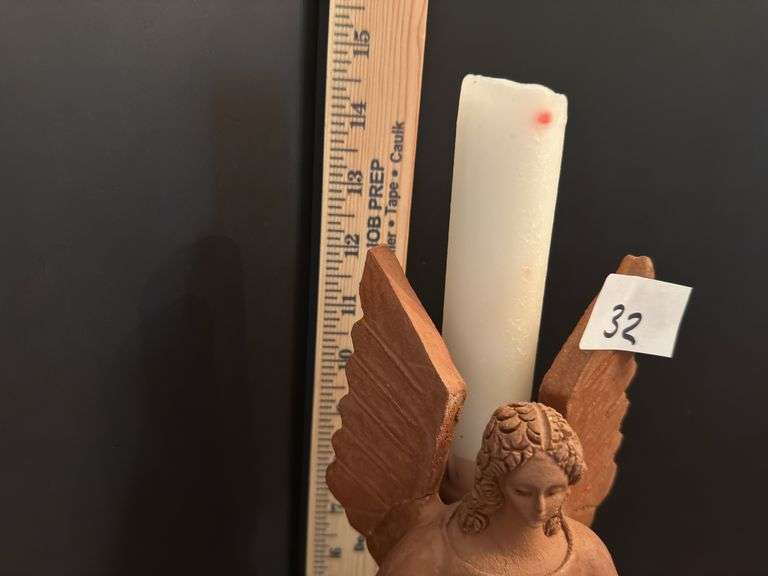 Vintage Guatemala folk art angel candle holder
