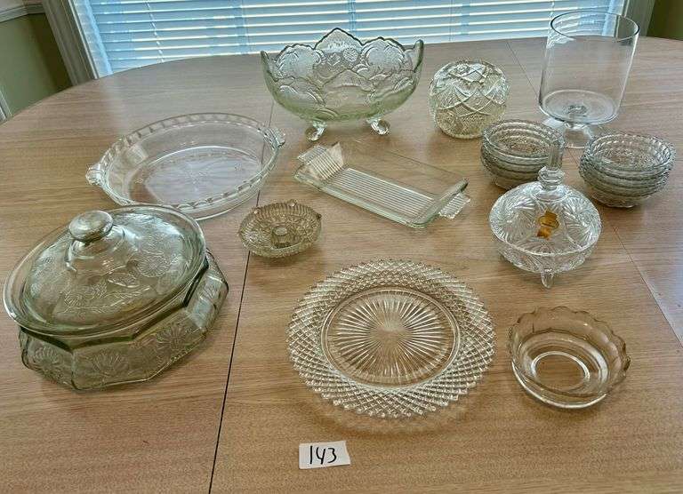 18pc Clear Glass Bowls, Vase, Plates and More (Located in Master Bedroom)
