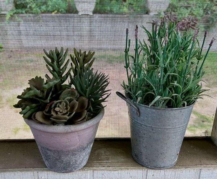 5pc Artificial Plants & Thermometer (Located Back Patio)
