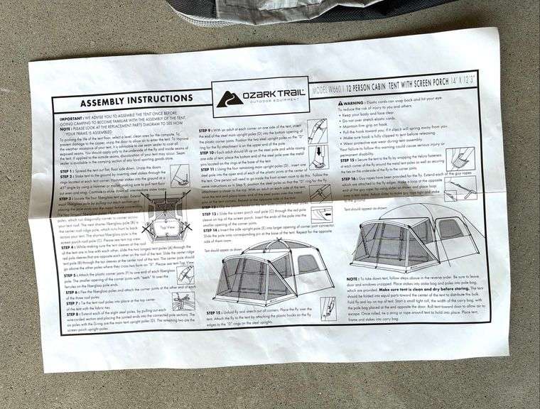 Ozark Trail 12-Person Cabin Tent with Screen Potch (Located Garage)